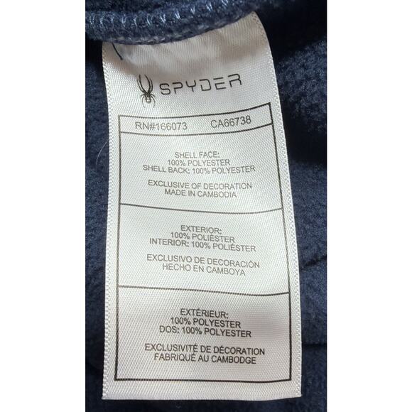 Spyder Men's Full Zip Jacket Hoodie Fleece Dry Thermo Web Blue Textured Medium - Picture 5 of 5